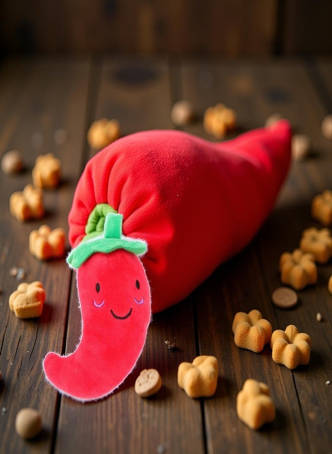 Dwuww Plush Chilli Fruits and Vegetables Dog Squeaky Plush Chili Eggplant Corn Puppy Dog for Small Dogs,Chili,Size 1 Nice and Practical Squeak Pet Supplies - Image 2